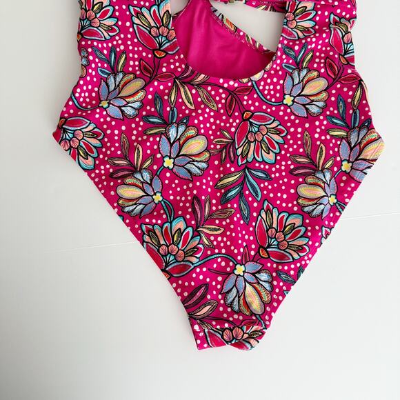 [Tabitha Brown] Target Size XL Pink Floral Print Cut Out One Piece Swimsuit - Picture 8 of 12